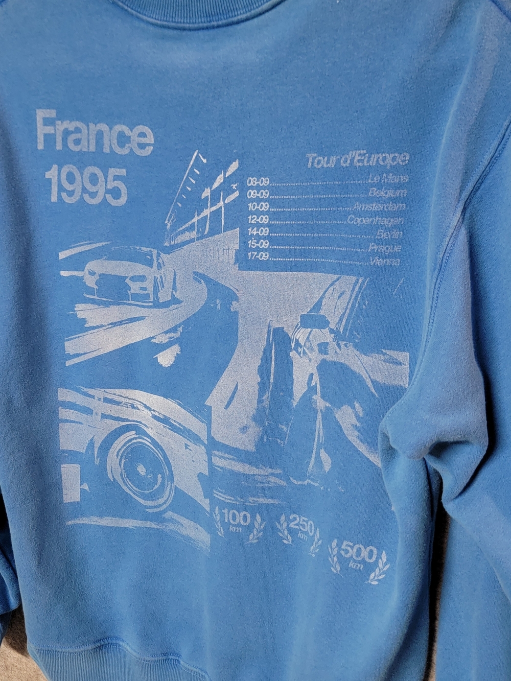 Hollister Bright Blue 'Tour d'Europe France 1995' Crewneck Sweatshirt - Picture 4 of 9